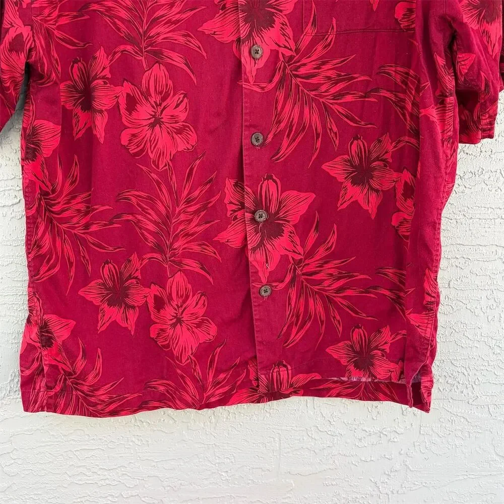 Chiliwear Florida State XL Red Floral Hawaiian Shirt Vintage Tropical Casual